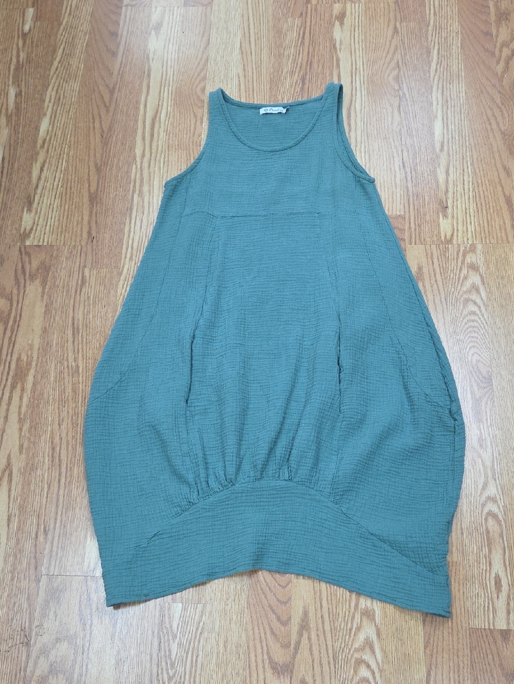 Paradise USA Cotton Gauze Dress Medium Boho Lagenlook Balloon Hem Sleeveless